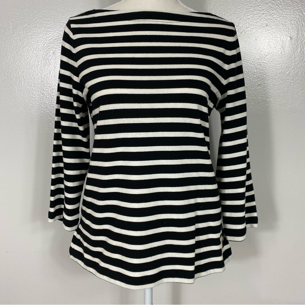Kate Spade Broome Street striped 3/4 sleeve peplum back hem tunic